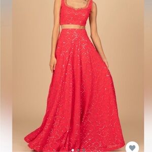 The Saree Room raspberry shorbet lehenga